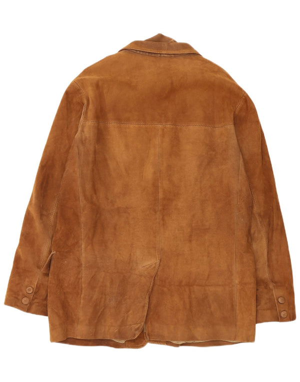 Blazer vintage pentru bărbați cu 3 nasturi din piele intoarsa UK 40, maro, maro