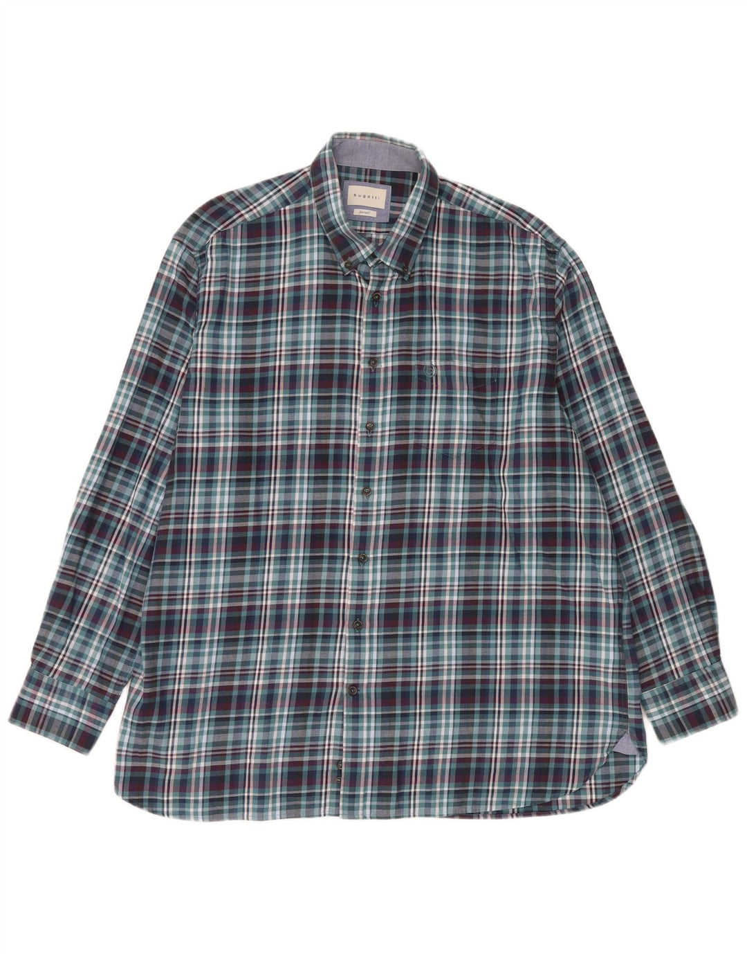 Cămașă de flanel pentru bărbați Bugatti Mărimea 45/46 2XL Bumbac cu check albastru