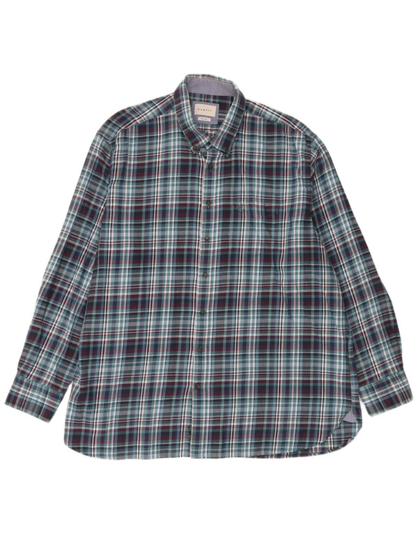 Cămașă de flanel pentru bărbați Bugatti Mărimea 45/46 2XL Bumbac cu check albastru