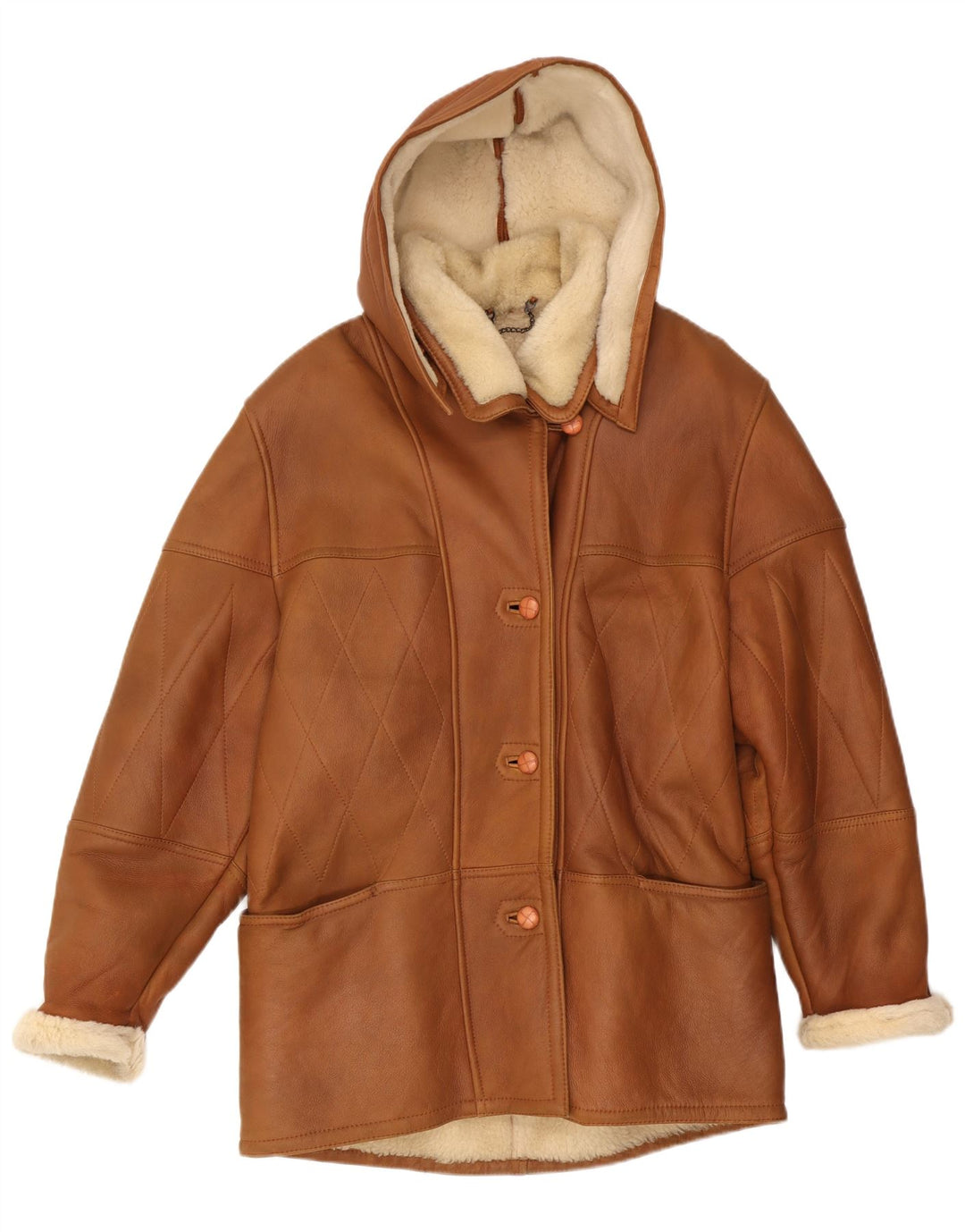 Palton din shearling cu glugă pentru femei Conbipel IT 42 maro mediu
