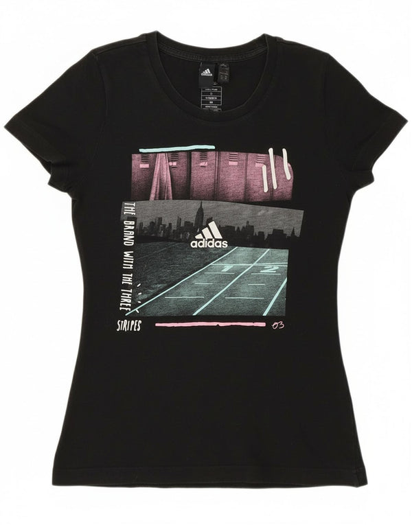 Tricou grafic Adidas pentru femei Top UK 4/6 XS bumbac negru