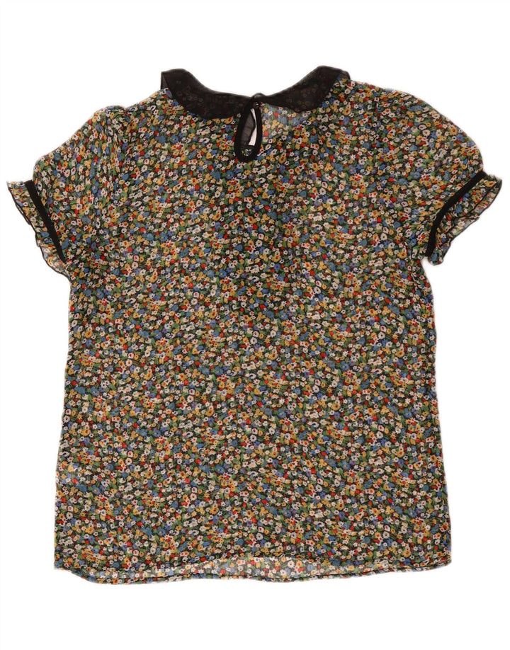 Topshop Femei See Through Bluse Top UK 12 Medium Multicolor Floral