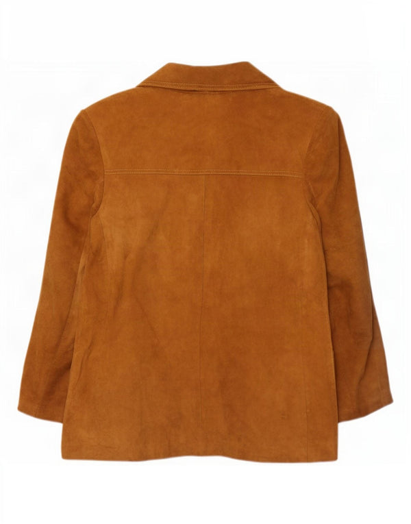 Jachetă vintage de damă cu 2 nasturi din piele intoarsa din piele intoarsa UK 12 Medium Beige