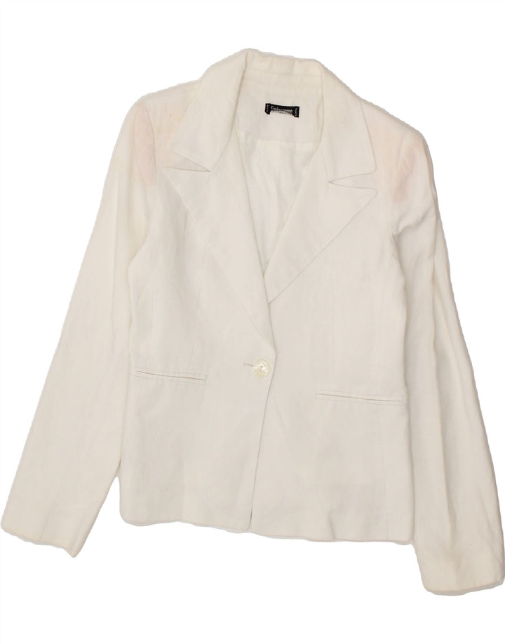 SINEQUANONE Womens 1 Button Blazer Jacket UK 12  Medium White Ramie Vintage Sinequanone and Second-Hand Sinequanone from Messina Hembry 