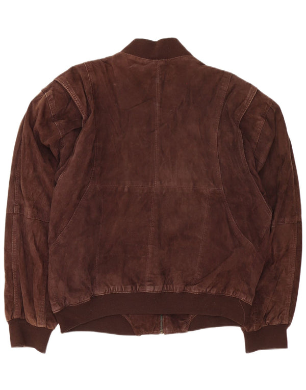 Bomber vintage pentru bărbați din piele intoarsa UK 42 XL din piele maro