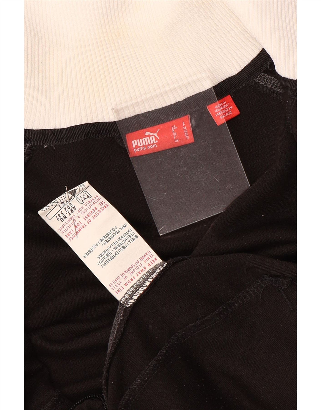 Jachetă de top pentru trening PUMA Crop pentru femei UK 10 Small Black Colorblock