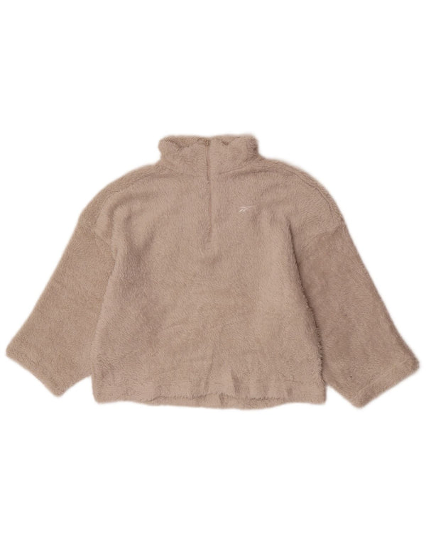 Jumper Reebok pentru femei, cu fermoar și gât, din lână, UK 4/6 XS, poliester alb