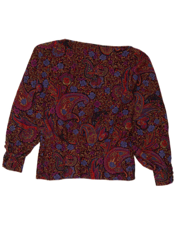 Bluză vintage cu mâneci lungi pentru femei UK 12 Medium Multicolor Paisley