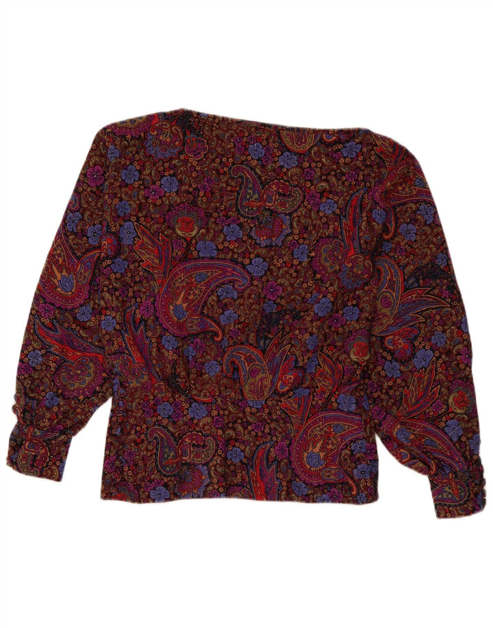 Bluză vintage cu mâneci lungi pentru femei UK 12 Medium Multicolor Paisley