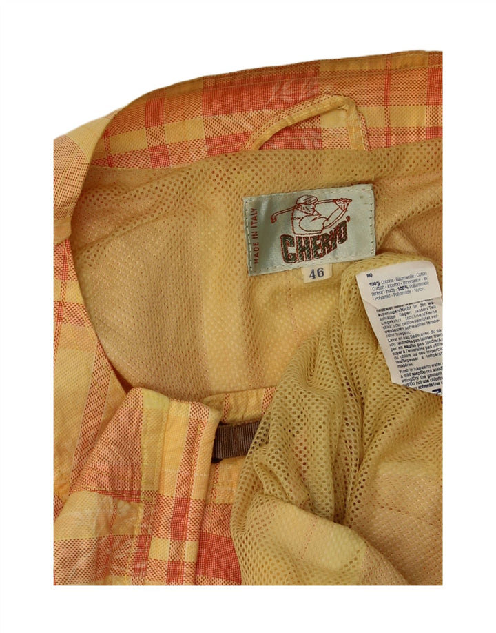 Gilet oversize pentru femei Vintage IT 46 din bumbac cu carouri galbene mari