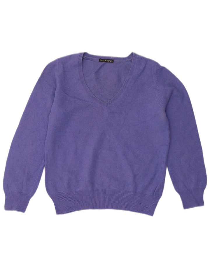 Pulover cu decolteu în V cu autograf pentru femei Marks & Spencer, UK 12, violet mediu