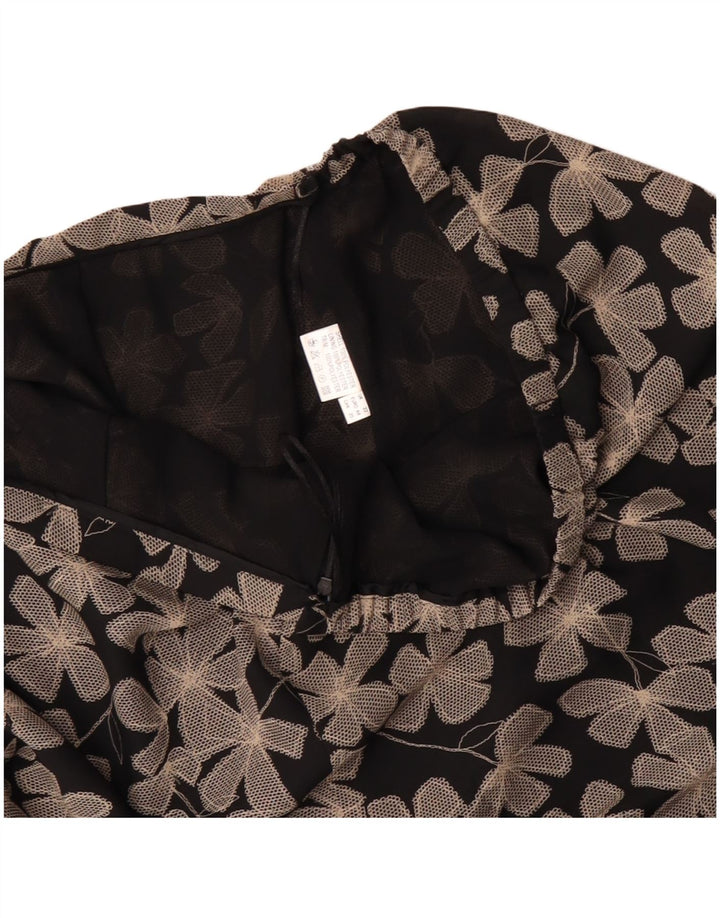 Fusta dreaptă pentru femei vintage UK 22 3XL W40 Poliester floral negru