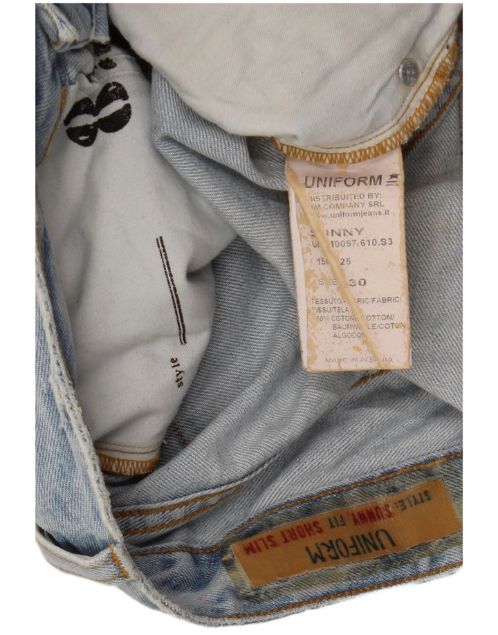 Uniformă Pantaloni scurți din denim învechit pentru bărbați W30, bumbac albastru mediu