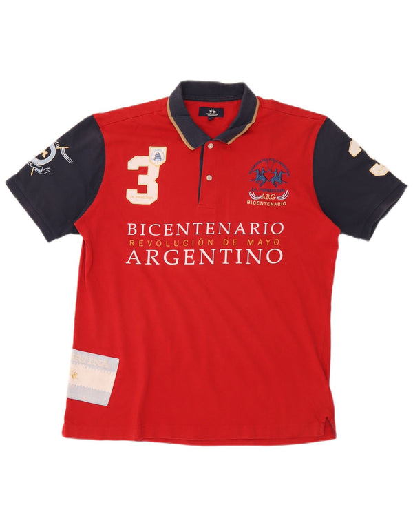 Tricou polo La Martina pentru bărbați Bicentenario de Revolucion Mayo Rugby XL, roșu
