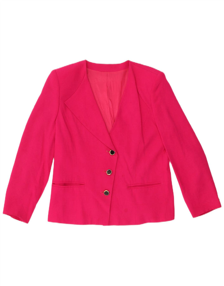 MARINA RINALDI Jachetă Blazer Femei cu 3 Nasturi Mărimea 19 Mic Roz