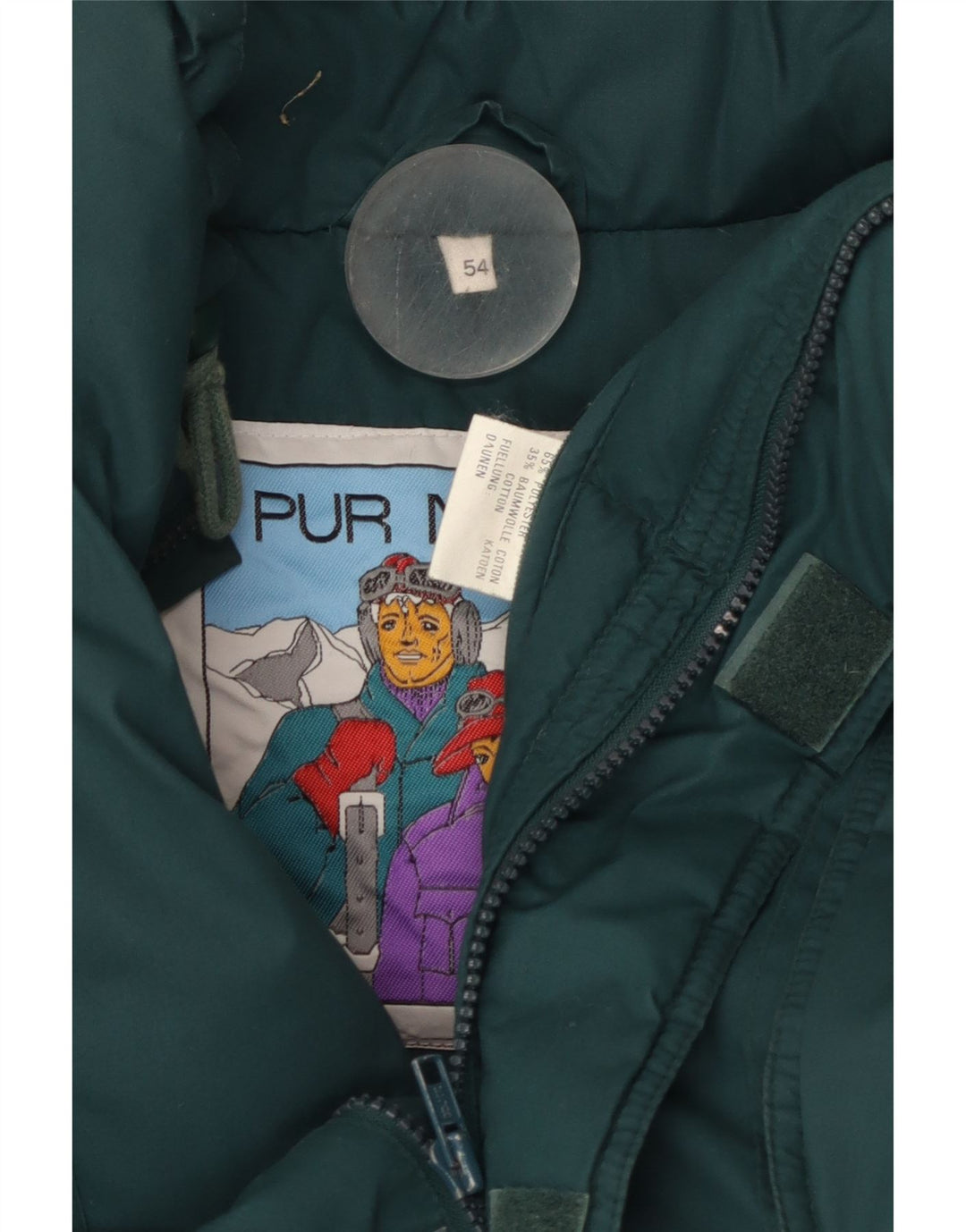 Jachetă de schi căptușită cu glugă vintage pentru bărbați IT 54 2XL Poliester verde