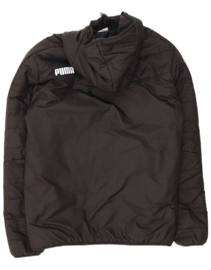 Jachetă căptușită cu glugă grafică Puma pentru bărbați UK 36 Poliester negru mic