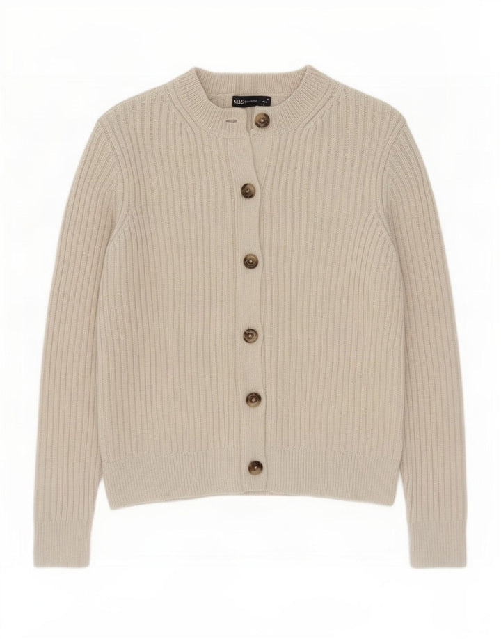 Pulover cardigan pentru femei Marks & Spencer UK 12 Poliester alb mediu mediu