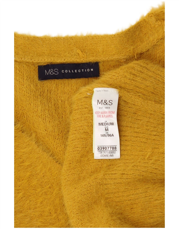 Pulover cu decolteu în V pentru femei Marks & Spencer UK 14 Poliamidă galbenă medie