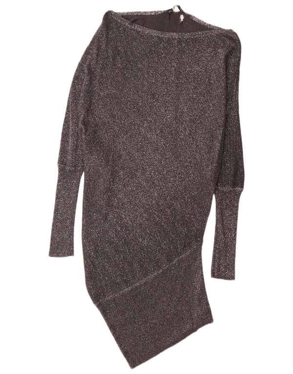 Rochie pentru femei Zara cu mâneci lungi cu talie scăzută UK 12 Medium Black Flecked Modern