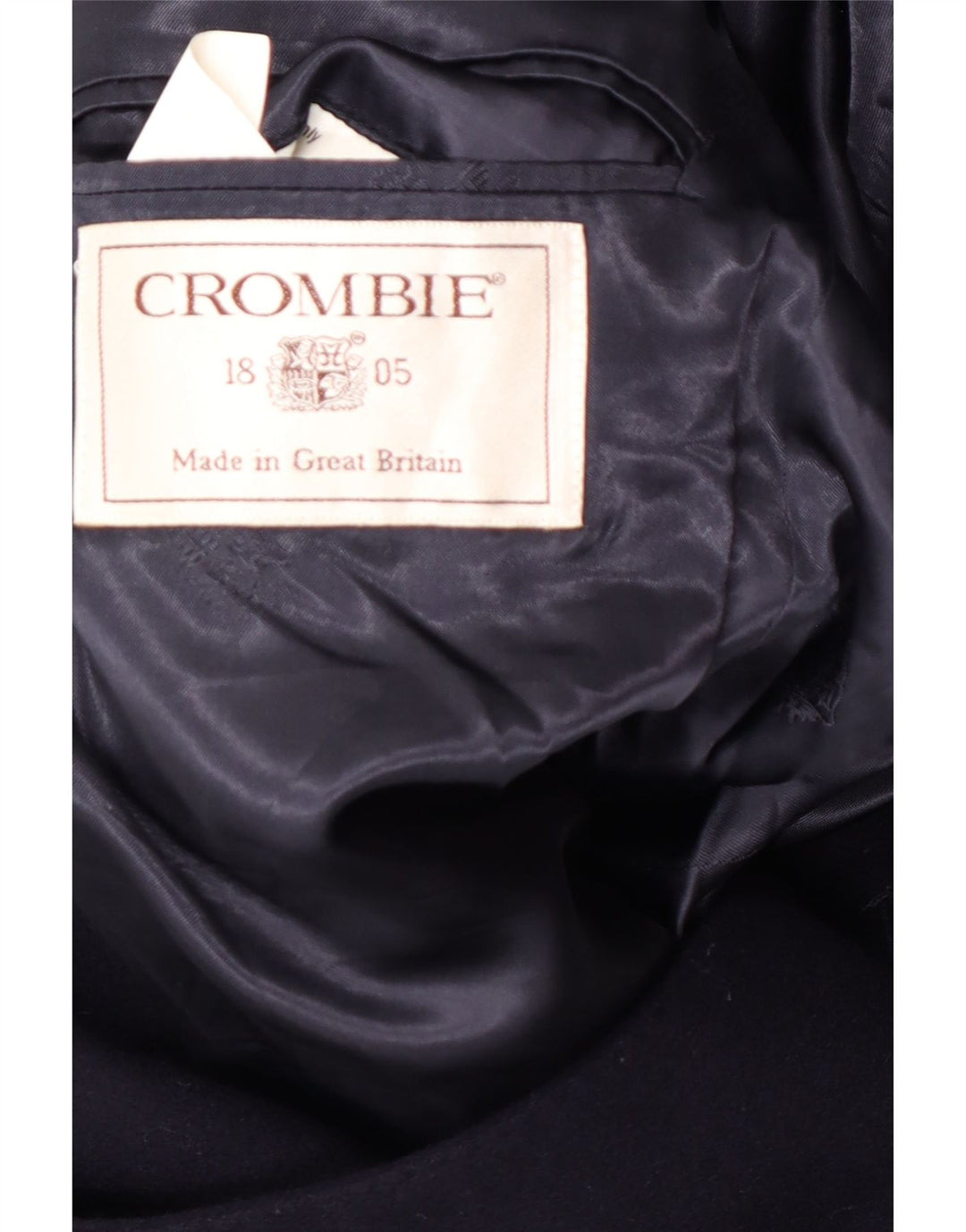 CROMBIE Pardesiu pentru bărbați UK 40 mare, albastru marin, lână nouă clasică