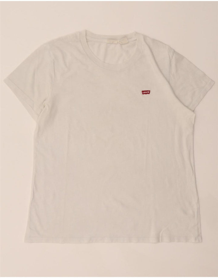 LEVI'S Womens T-Shirt Top UK 16 Large White Cotton Vintage Levi's and Second-Hand Levi's from Messina Hembry 