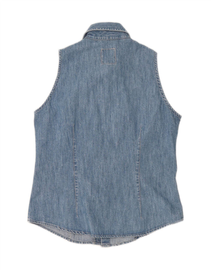 JOHN ASHFIELD Womens Sleeveless Denim Shirt UK 10 Small Blue Vintage John Ashfield and Second-Hand John Ashfield from Messina Hembry 