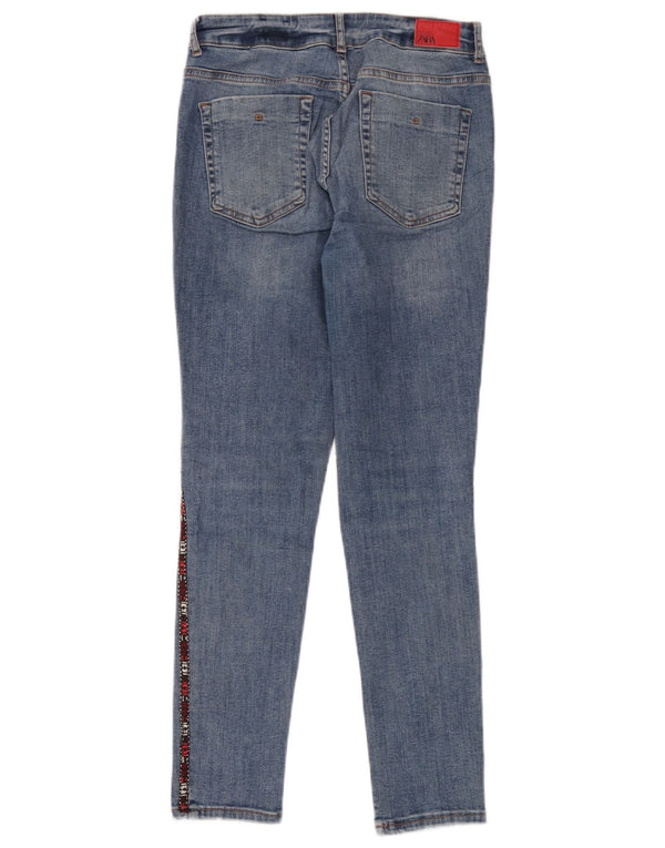 Zara Womens Graphic Skinny Jeans EU 40 Medium W30 L28 Blue