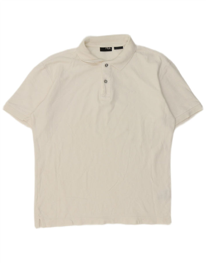 Tricou polo Fila pentru bărbați, bumbac alb mediu