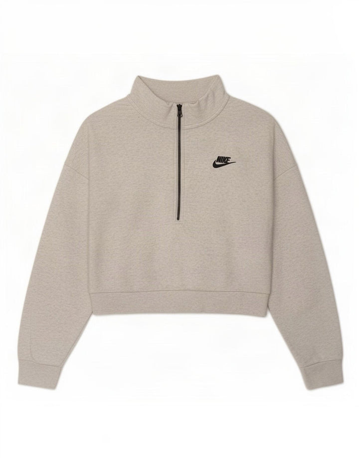 Pulover Nike pentru femei, supradimensionat, cu fermoar și gât, UK 14, gri mediu