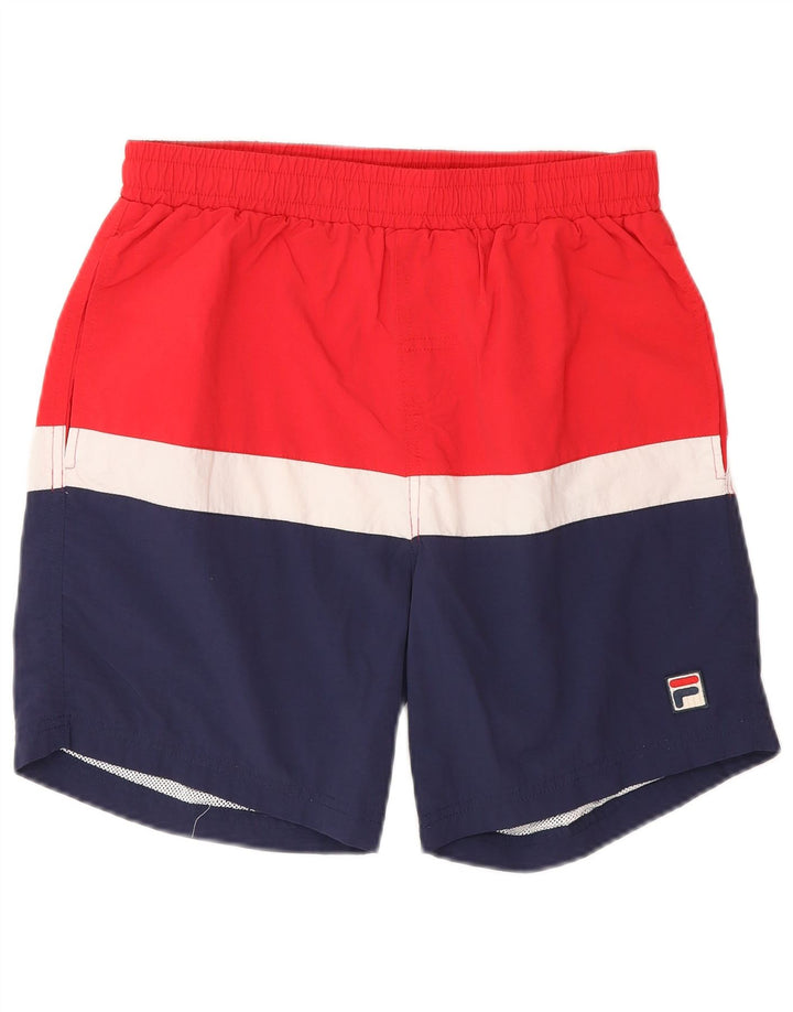 Pantaloni scurți de înot Fila pentru bărbați, roșii mici, nailon color bloc