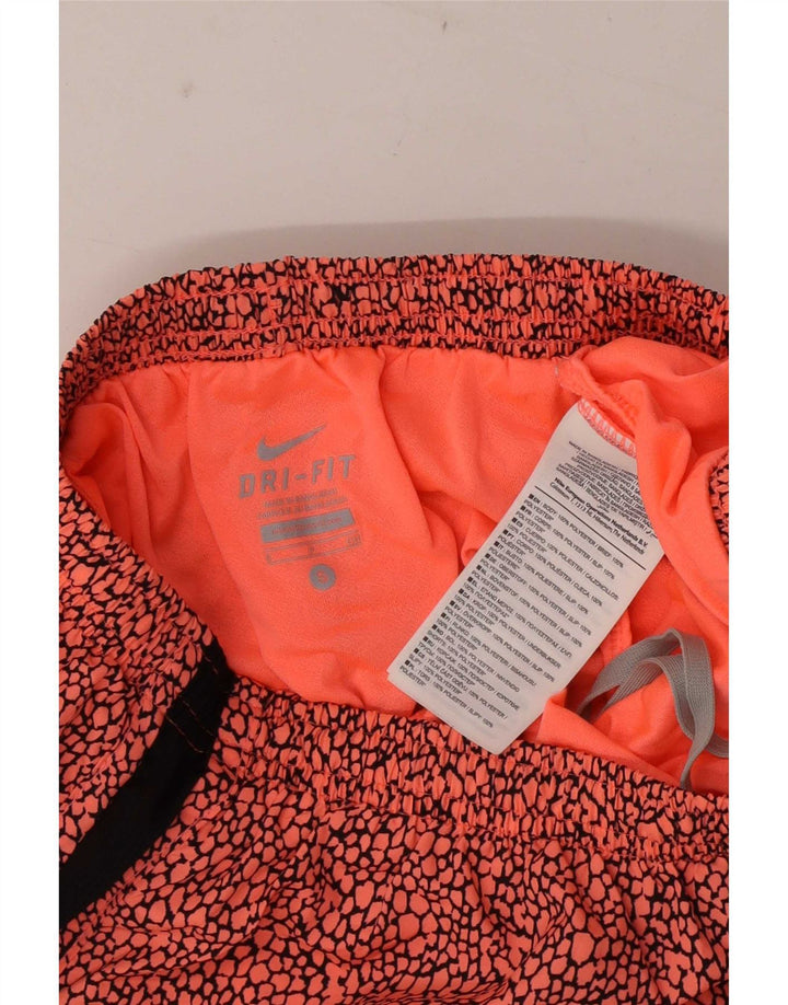 Pantaloni scurti sport Nike pentru femei Dri Fit cu model abstract, UK 10, poliester roșu mic