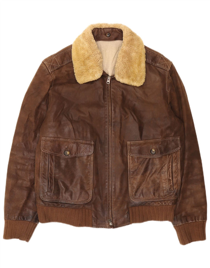 Jachetă din piele vintage pentru bărbați IT 52 XL din piele maro