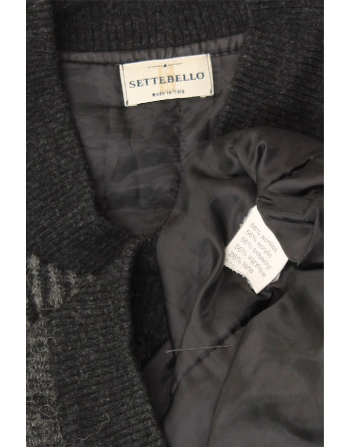 Pulover cardigan pentru bărbați Settebello Gri mediu Geometric Acrilic Retro