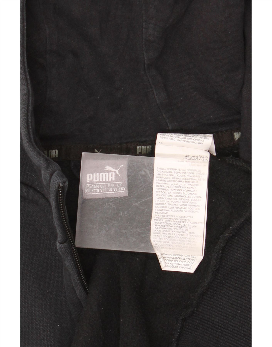 Pulover PUMA Graphic Zip Hoodie pentru băieți 15-16 ani, bumbac negru