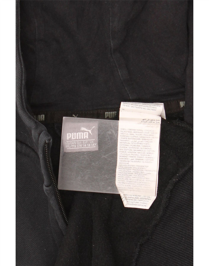 Pulover PUMA Graphic Zip Hoodie pentru băieți 15-16 ani, bumbac negru