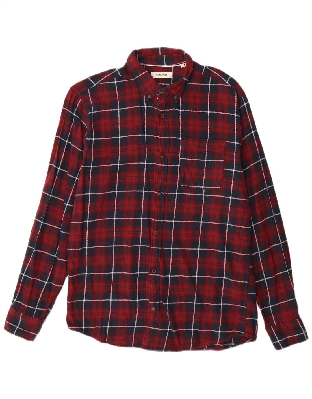 Cămașă de flanel pentru bărbați JACK & JONES, bumbac cu carouri burgundă