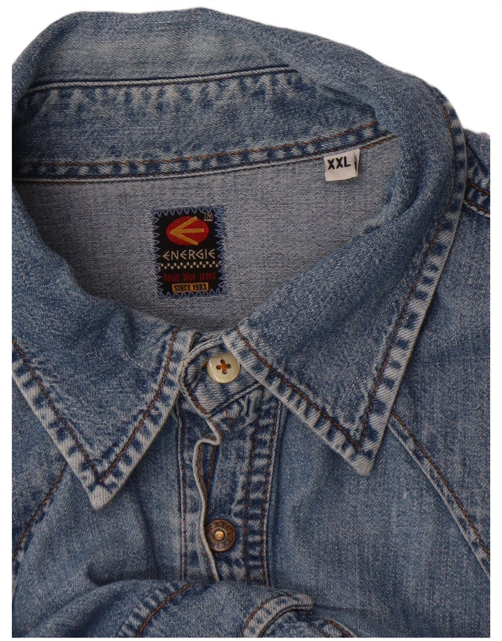 Cămașă din blugi pentru bărbați Energie, bumbac albastru 2XL