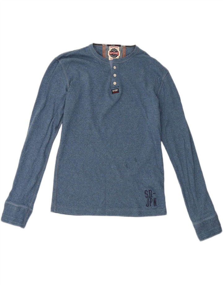 Top pentru bărbați Superdry cu mânecă lungă din bumbac albastru mediu