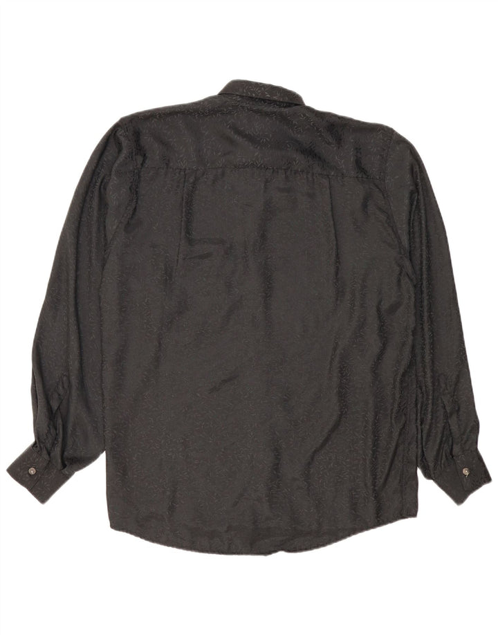 Cămașă Vintage bărbați Mic Negru Floral Viscoză