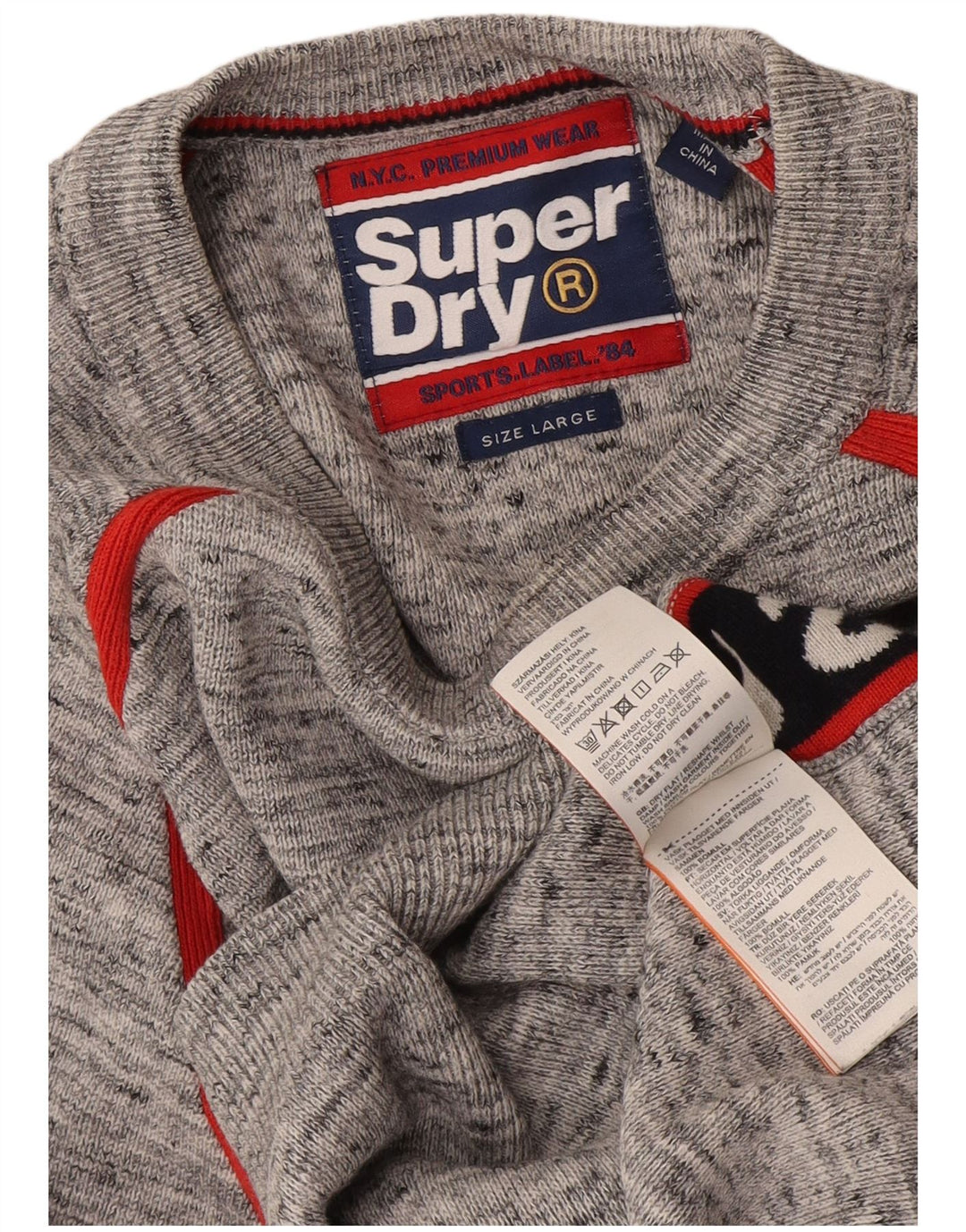 Pulover Superdry pentru bărbați cu decolteu rotund, mare, gri, color block