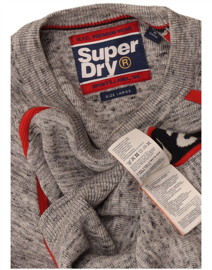 Pulover Superdry pentru bărbați cu decolteu rotund, mare, gri, color block