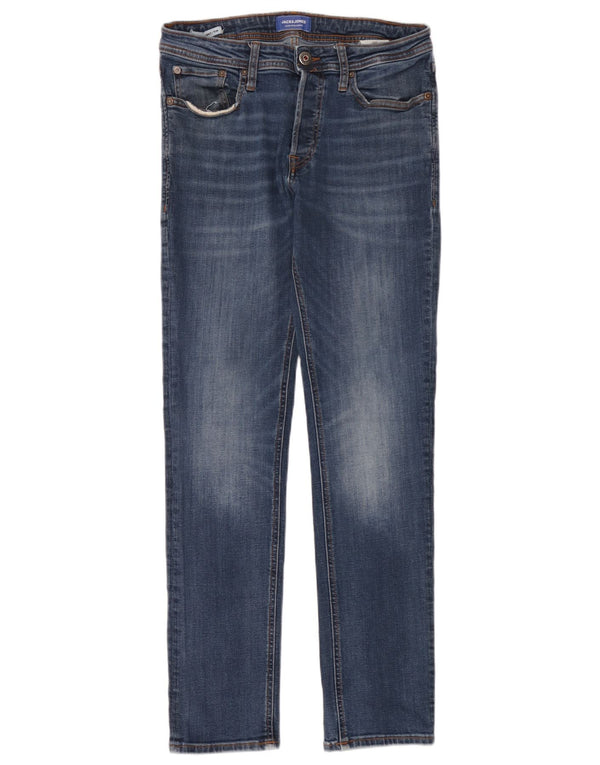 Blugi drepți Jack & Jones Tim Slim Fit pentru bărbați L30 L32 Bumbac albastru