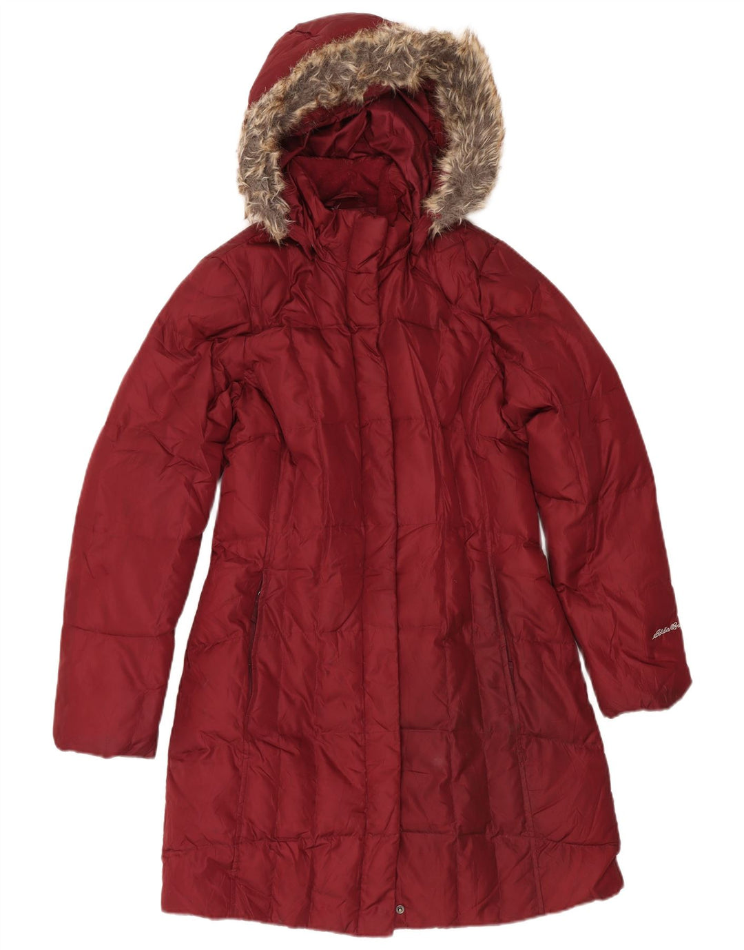 Palton căptușit cu glugă pentru femei Eddie Bauer UK 14 Poliester Burgundy mediu