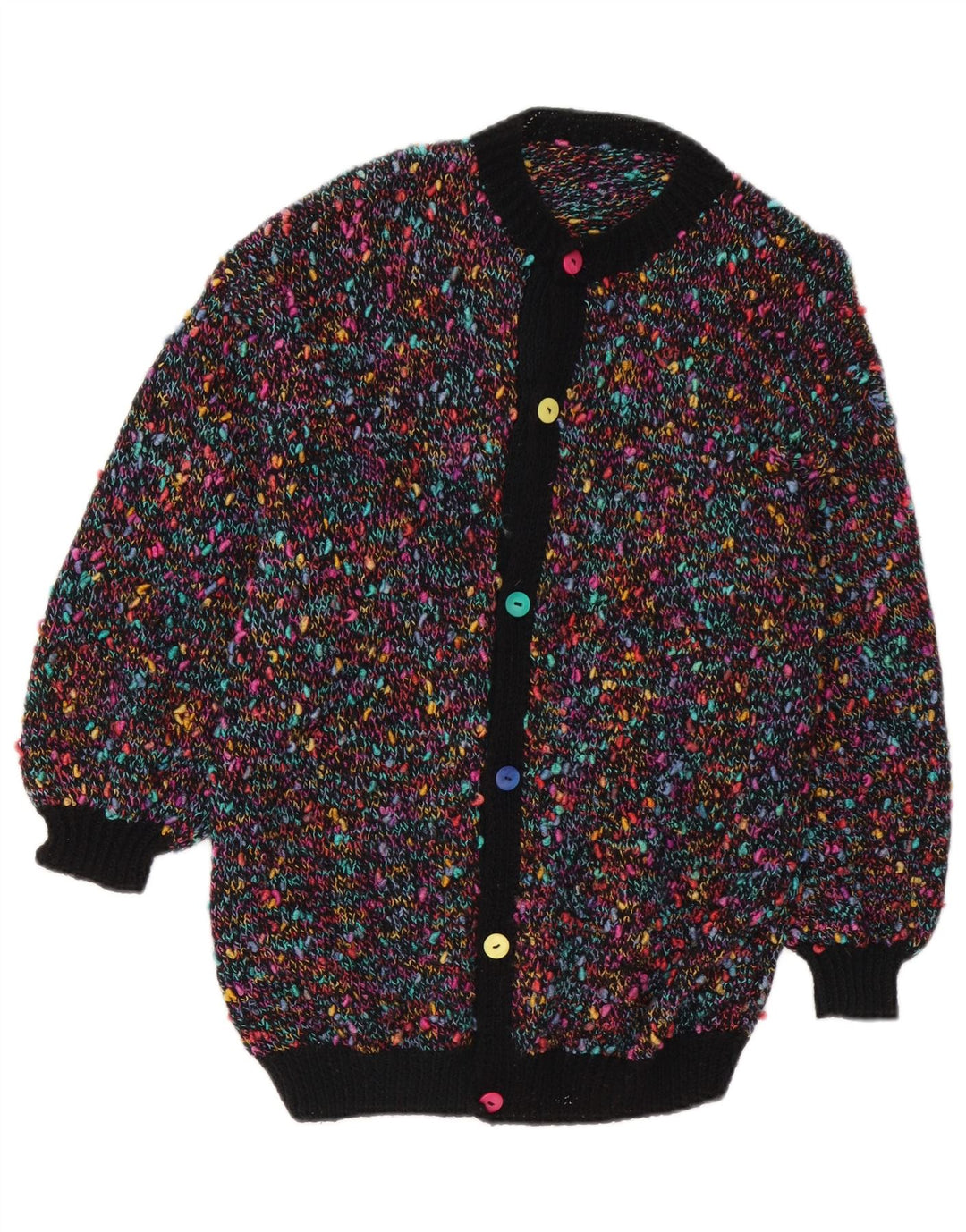 Pulover Cardigan Vintage pentru Damă UK 14 Medium Multicolore Pete
