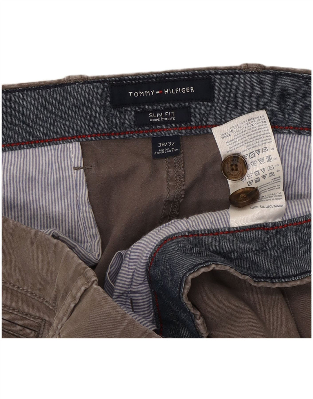 TOMMY HILFIGER Pantaloni chino slim pentru bărbați W38 L29 bumbac gri
