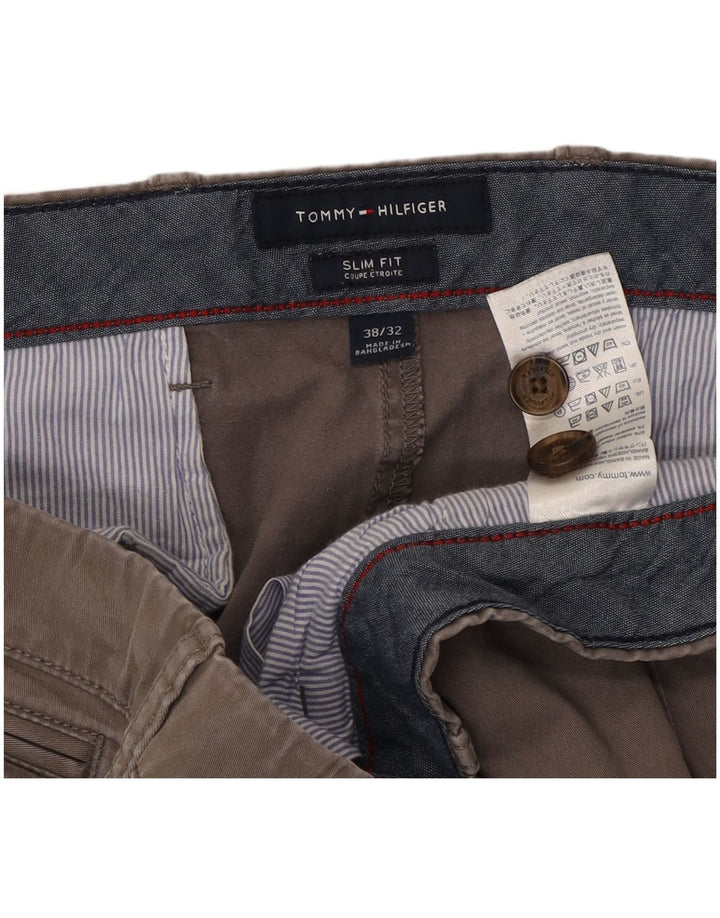 TOMMY HILFIGER Pantaloni chino slim pentru bărbați W38 L29 bumbac gri