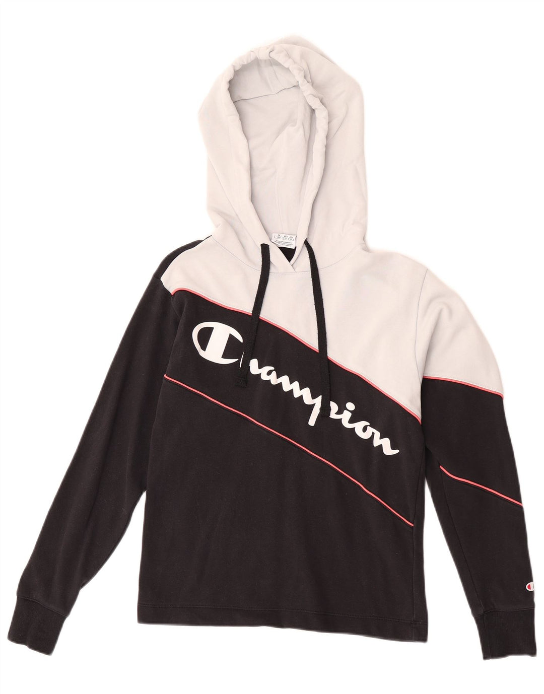 Top cu grafic pentru femei Champion cu mânecă lungă UK 10 Small Black Colorblock