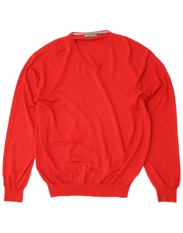 Pulover pentru bărbați Baileys cu decolteu în V, 2XL, roșu, lână nouă