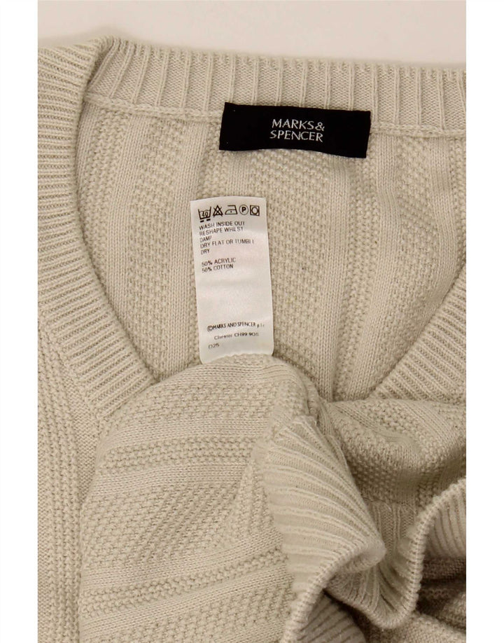 Pulover pentru bărbați Marks & Spencer, cu decolteu în V, mare, bej, acrilic